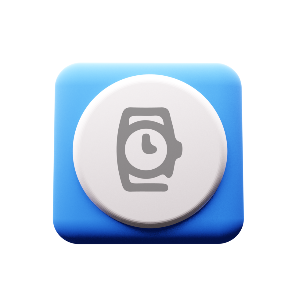 A blue button with a clock on it flat png