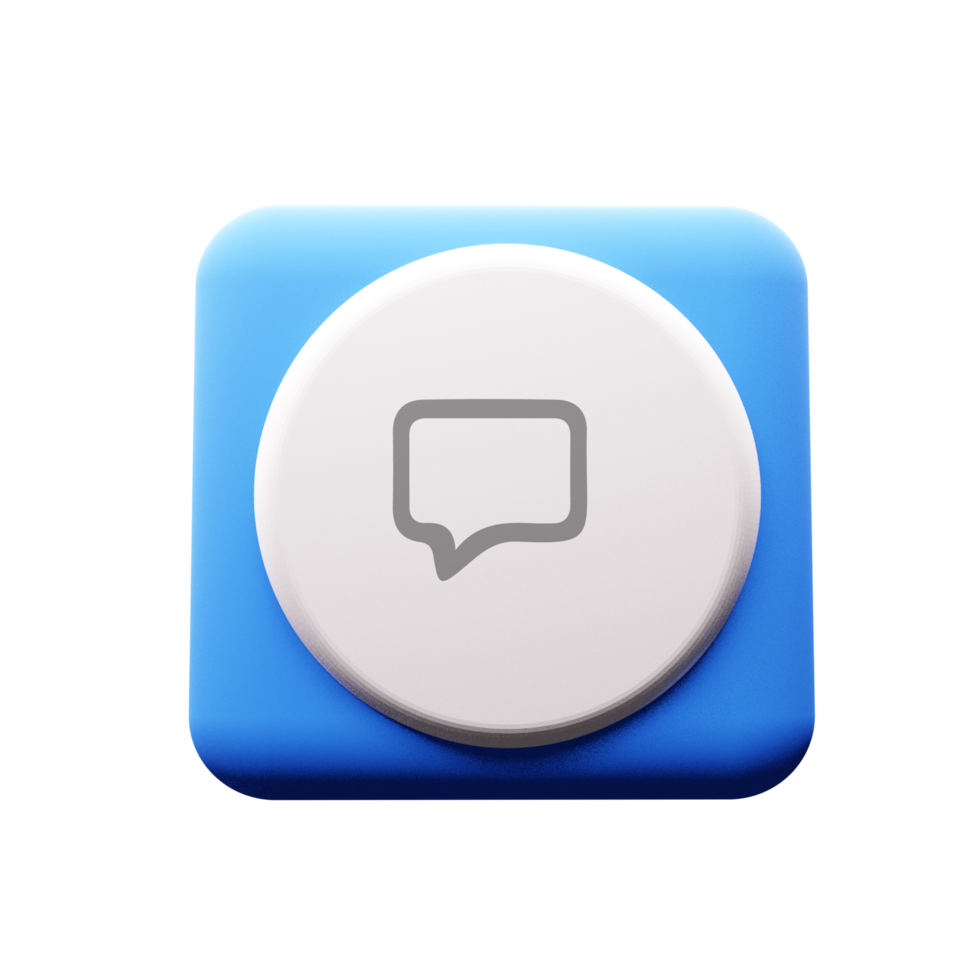 A blue button with a speech bubble on it png