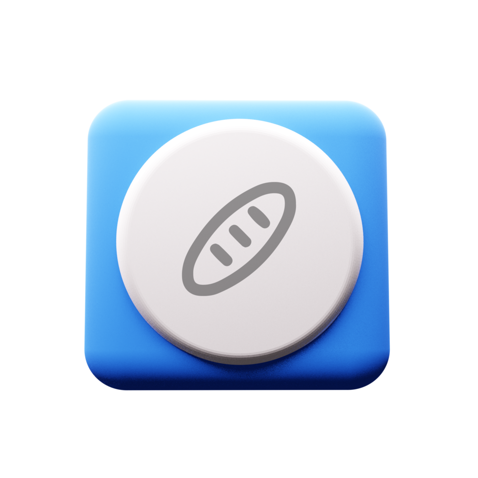 A blue button with a bread icon on it flat png