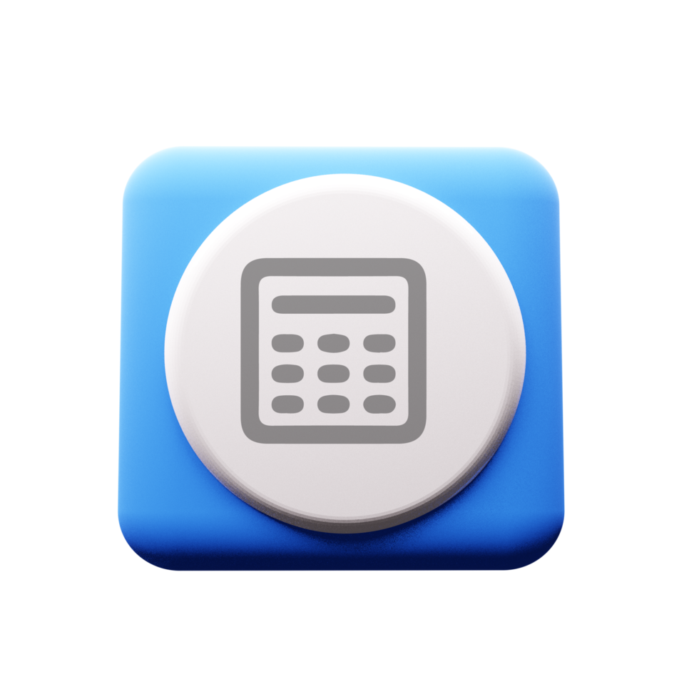 A calculator icon on a blue button png