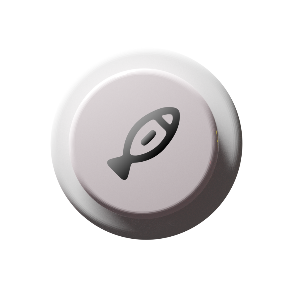 White button with a fish icon on it png