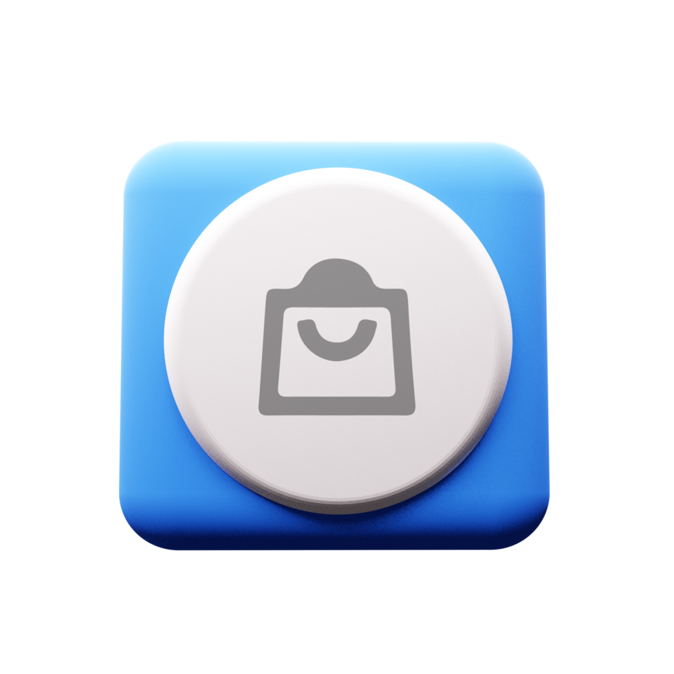 A blue button with a white bag icon flat png