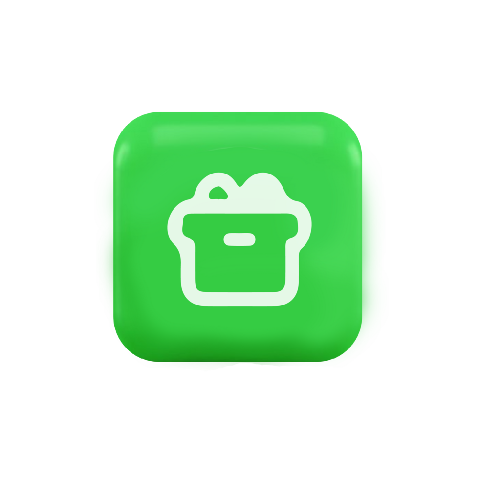 A green square button with White box inside flat png