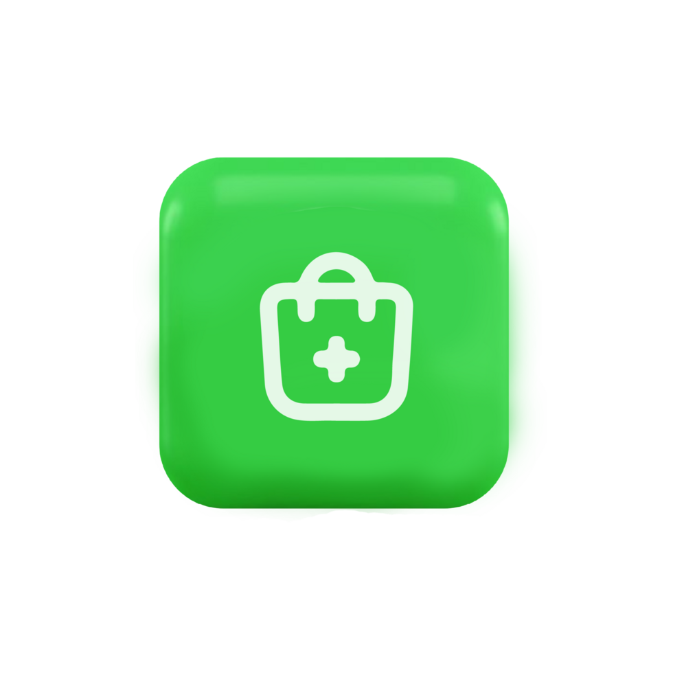 A green button with White medical bag icon png