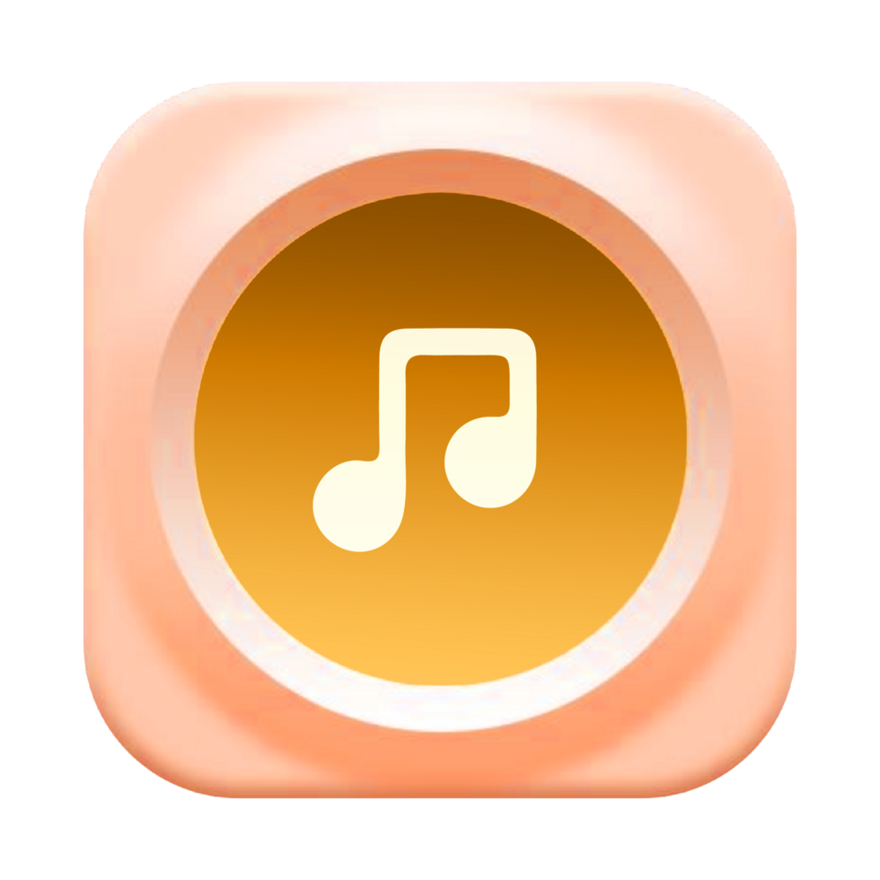 A music icon with a yellow note flat png