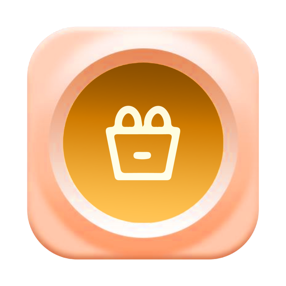 A shopping bag icon on a pink shape png