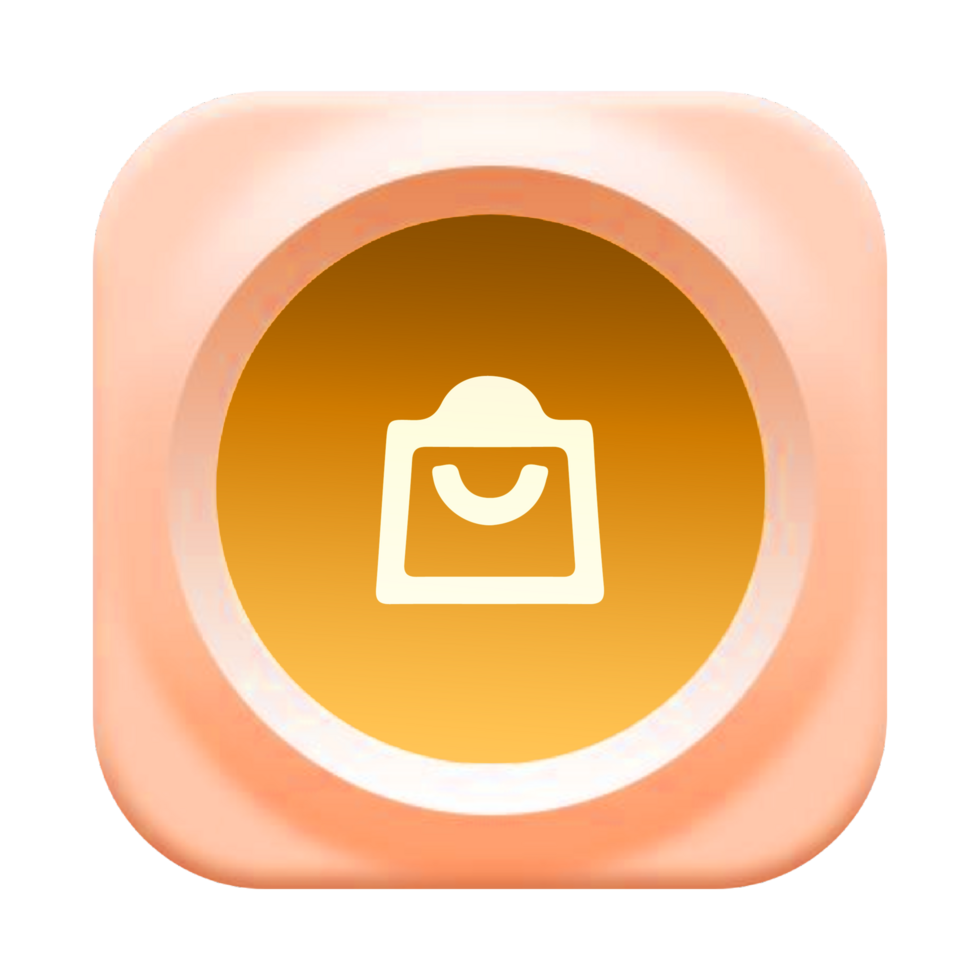 A yellow and orange icon with a bag on it png