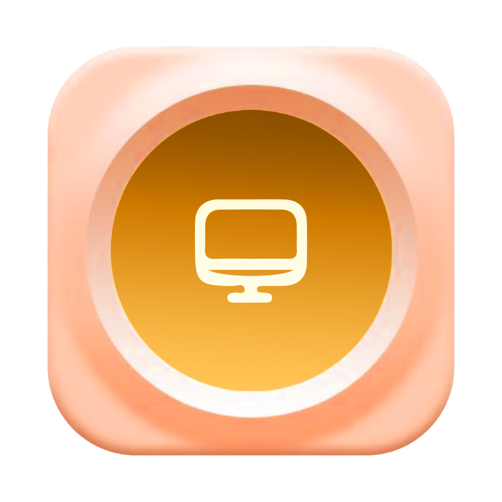 A computer monitor icon on a pink square button png