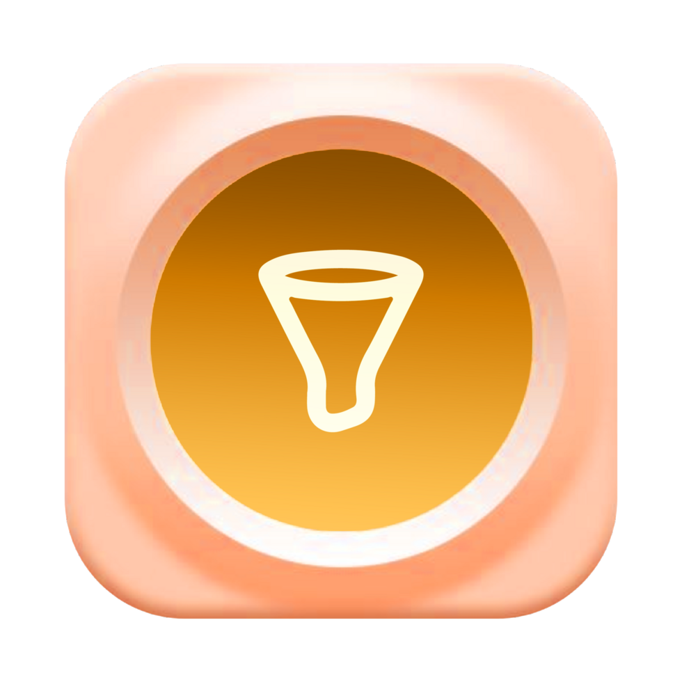 A funnel icon on an app icon flat png
