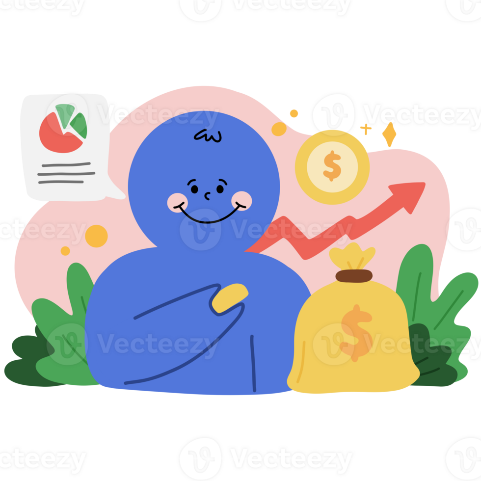Mr. Finance with a growth chart and coins png