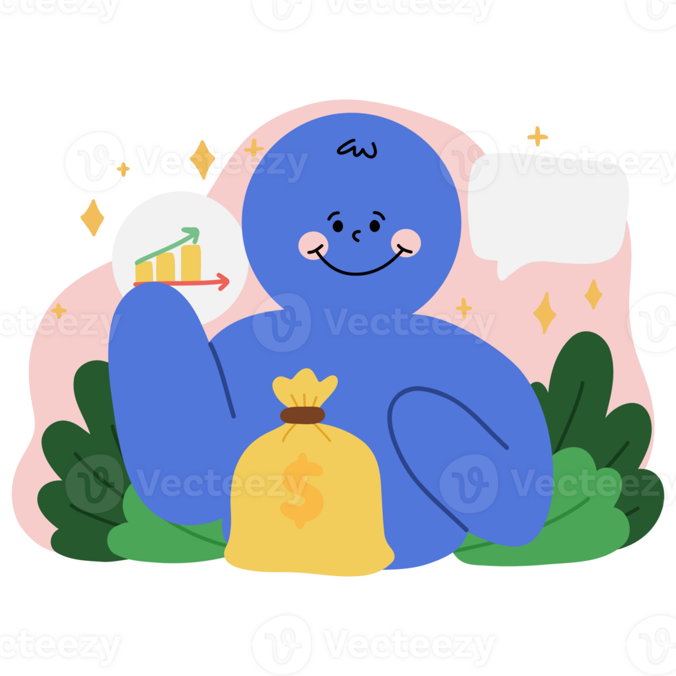 Mr. Finance with a chart and money png