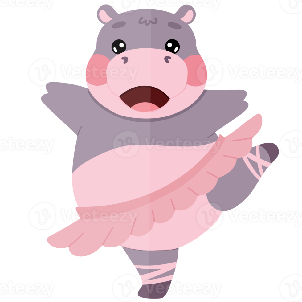 cute ballet hippo with tutu dancing ballet png