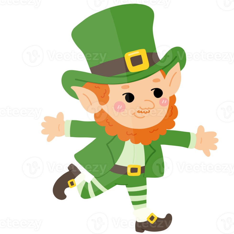 Cute St Patrick Day Leprechaun with Green Hat Standing Cartoon png