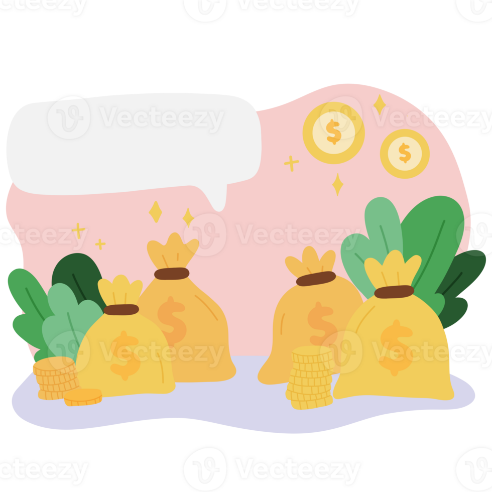 Money bags and coins for financial plan png