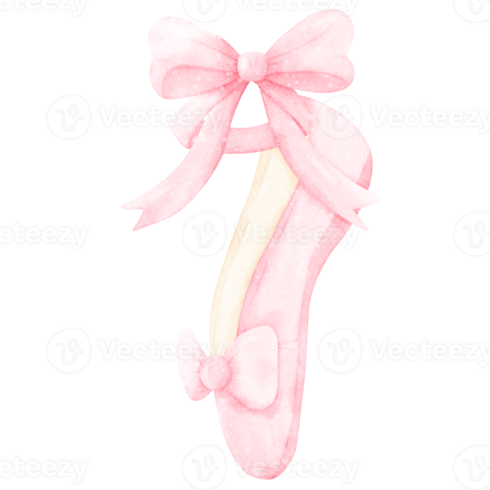 Ballet Shoes with Large Pink Ribbons Watercolor png