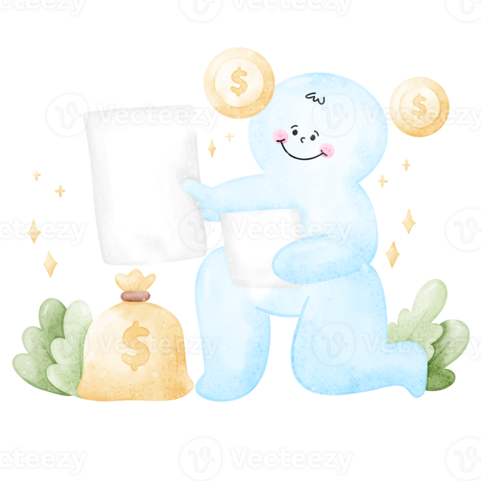 Mr Money Finance with bubble speech watercolor png