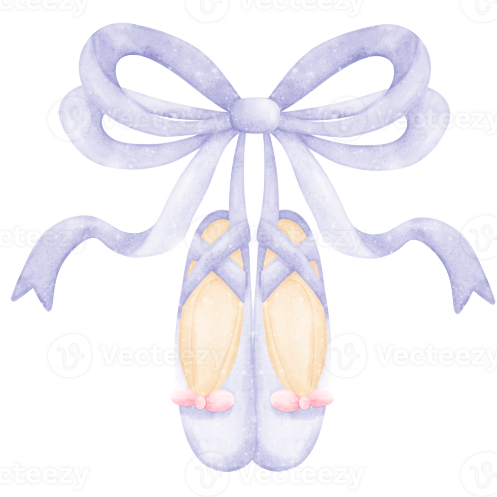 Pair of Ballet Shoes with Large Ribbons Watercolor png
