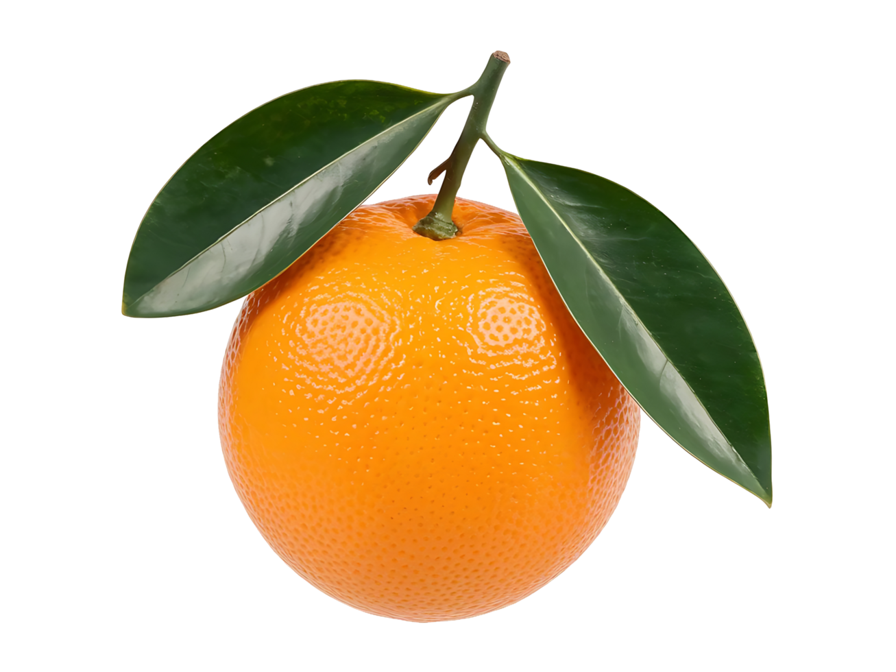 An orange with leaves on it png