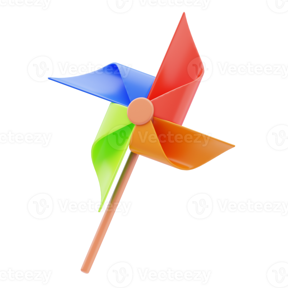 Toy Pinwheel 3D Icon. Paper Pinwheel 3D Icon png