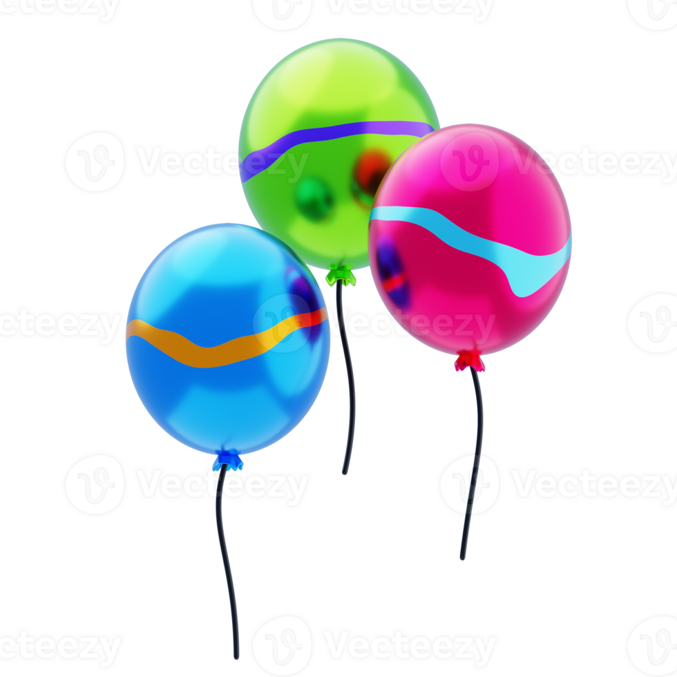 Toy Balloon 3D Icon. Colorful Balloons 3D Icon png