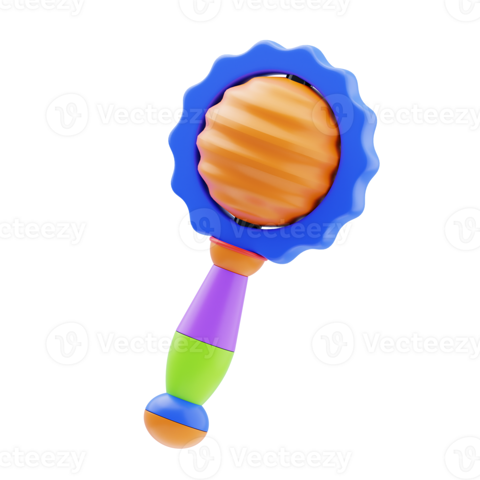 Toy Rattle 3D Icon. 3D Baby Rattle Toy png