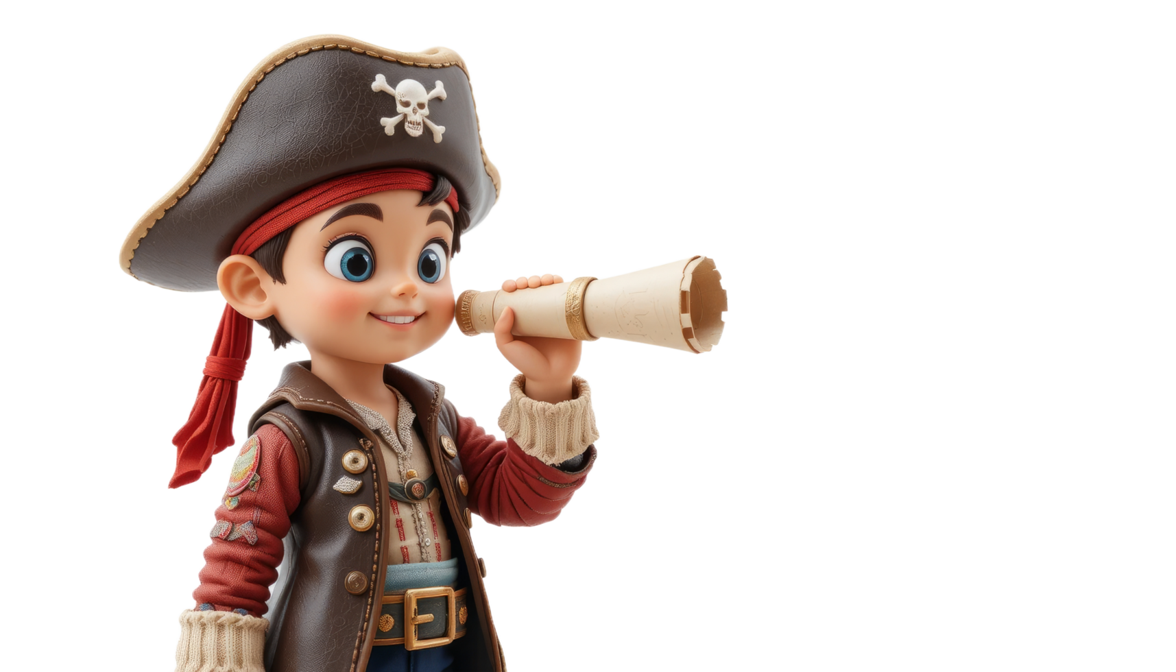 Smiling Cartoon Boy with Telescope on Transparent Background png