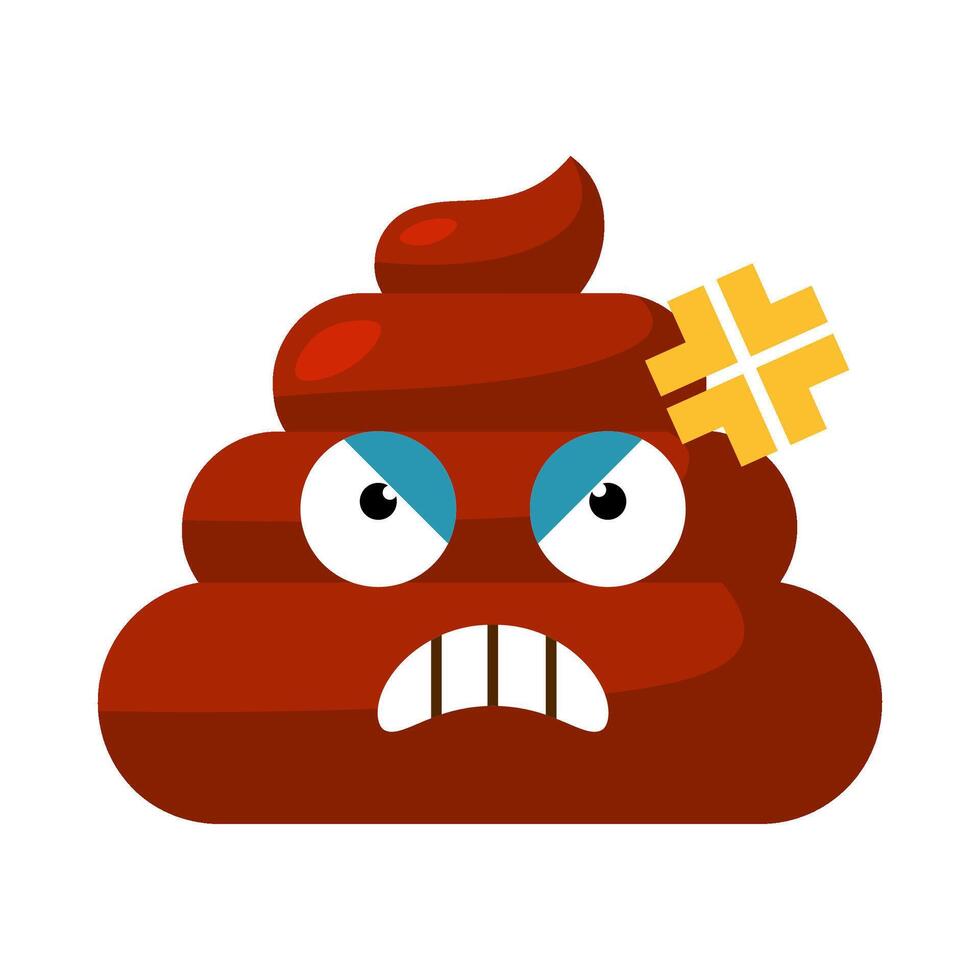 Brown Angry Emoji poop Pulsating Vein On Forehead vector