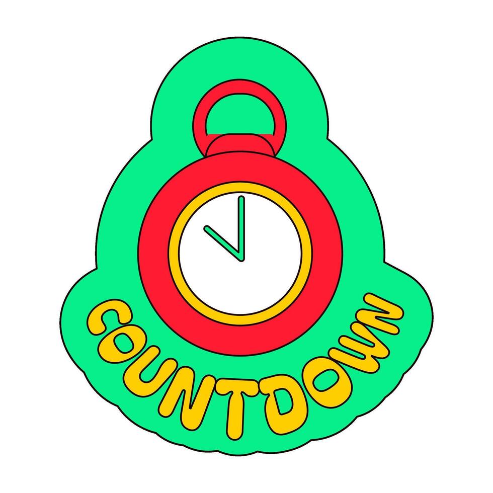 Alarm Clock Countdown Holiday Retro Y2k Sticker vector