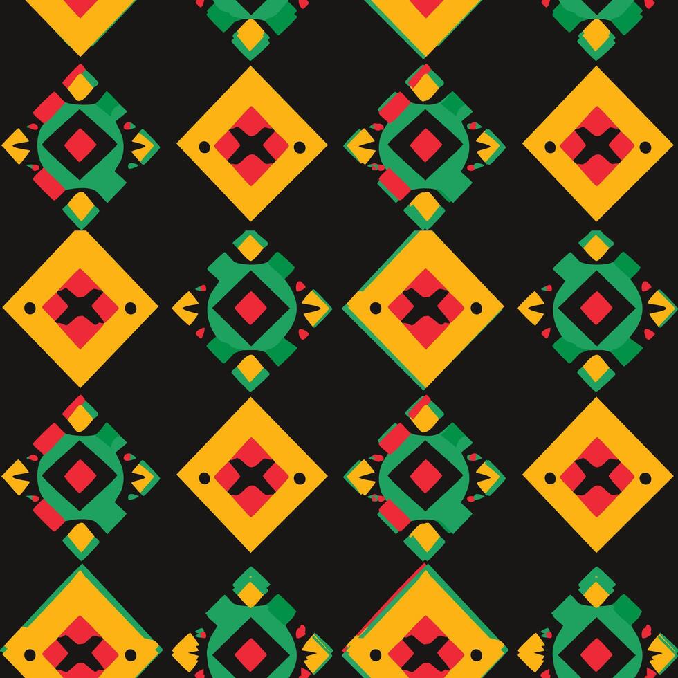 African Native Seamless Ornate In Red Yellow vector