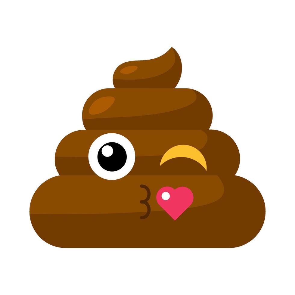 Lover Emoji poop With Blows Kiss With Heart vector