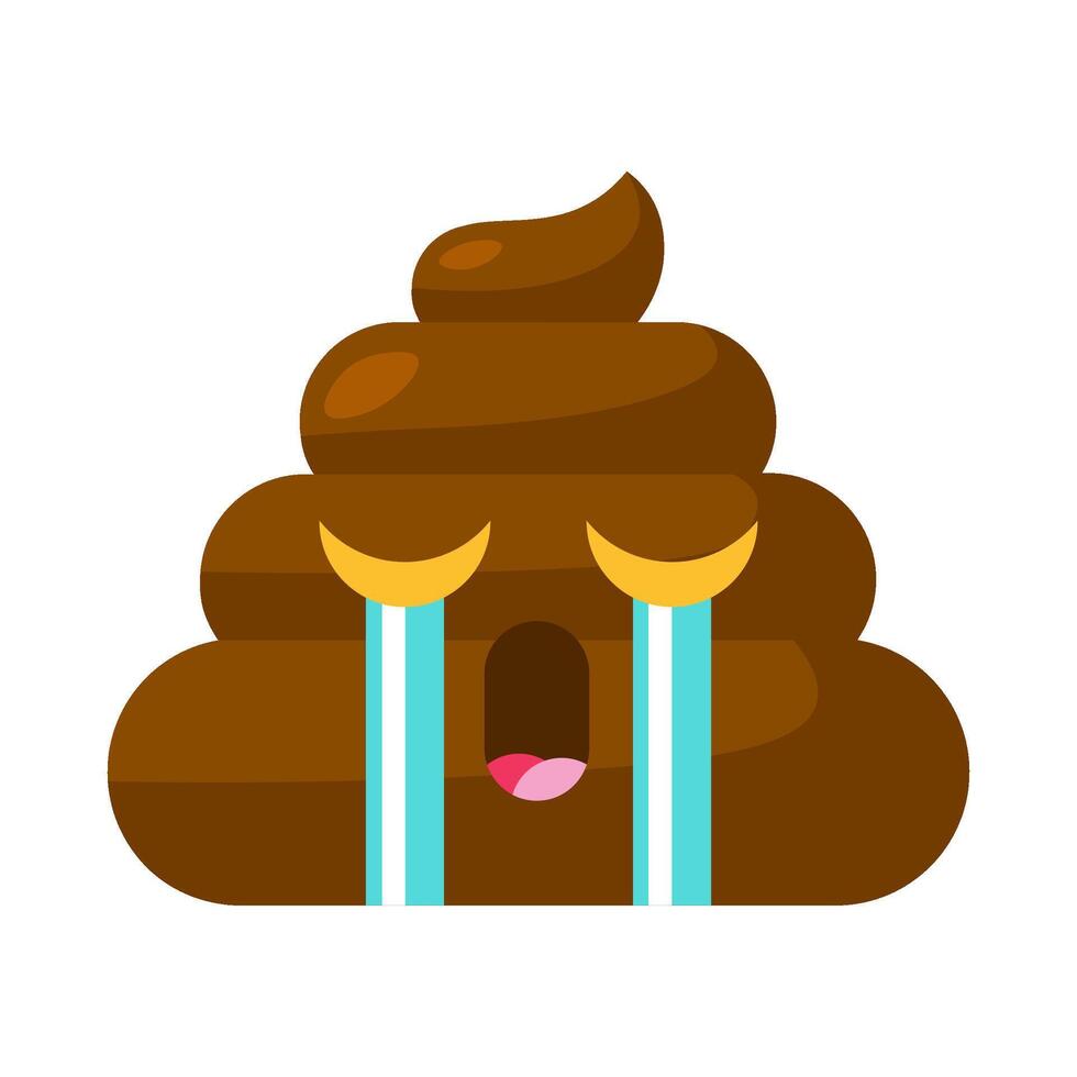 Sobbing Emoji poop With Stream Of Tears From Eyes vector
