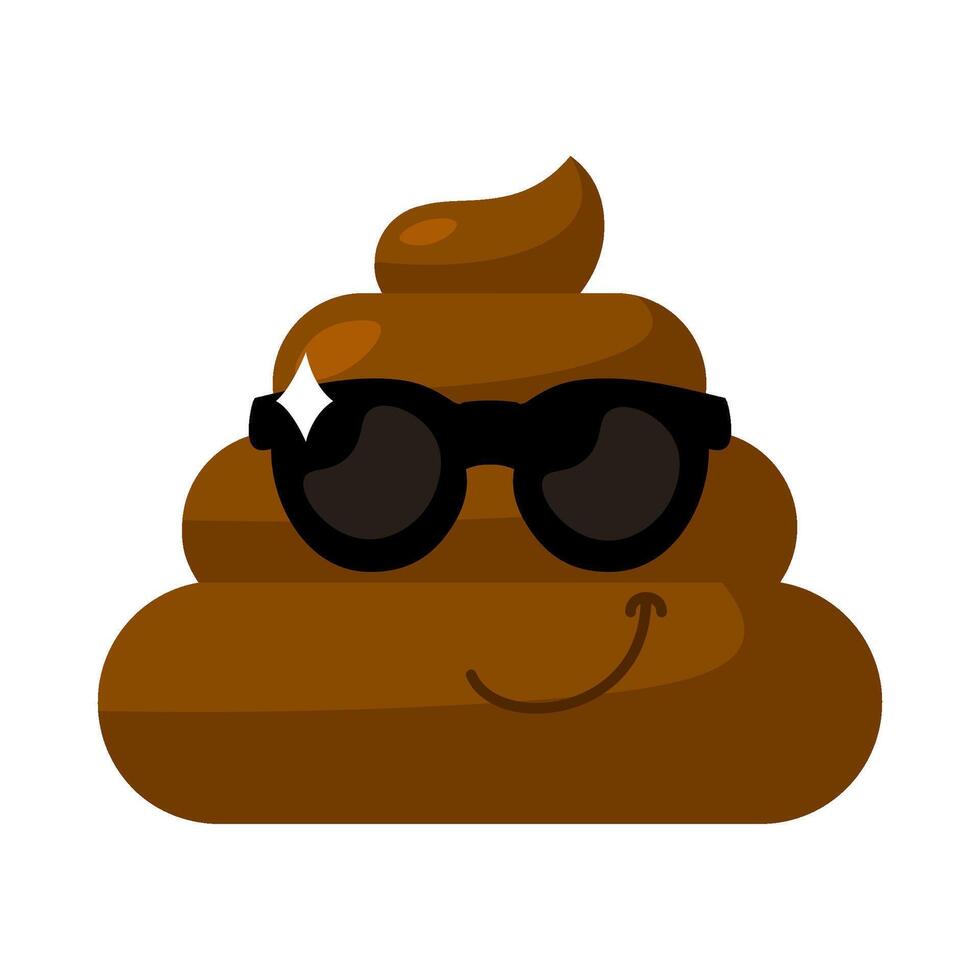 Confident Emoji poop With Black Sunglasses vector