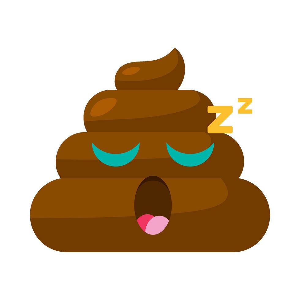 Sleeping Bored Emoji poop With Snoring Open Mouth vector