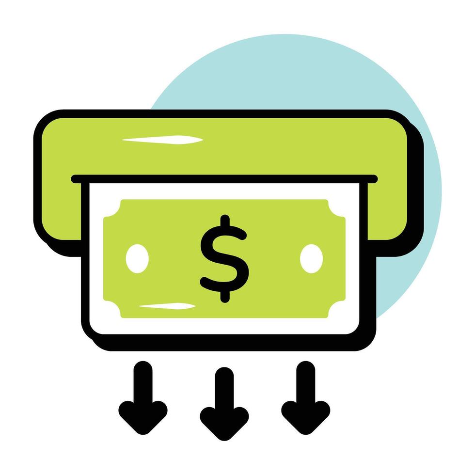 Cash Payment Circle Color Outline Icon Pack and Illustrations vector