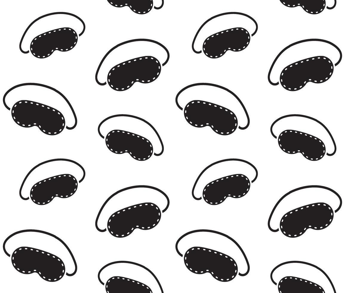 Seamless pattern of hand drawn doodle sketch sleeping mask isolated vector