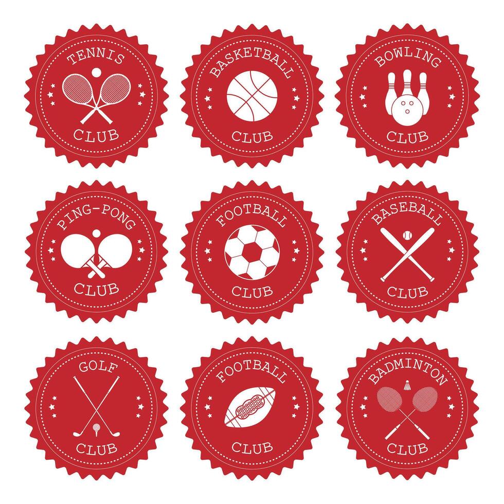 Set bundle of different sport flat retro round logo vector