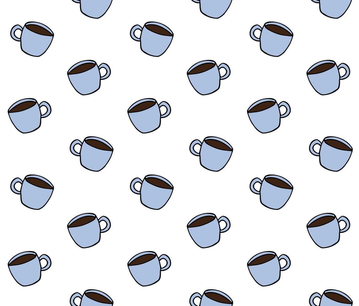 Seamless pattern of hand drawn doodle sketch coffee cup isolated on white background vector