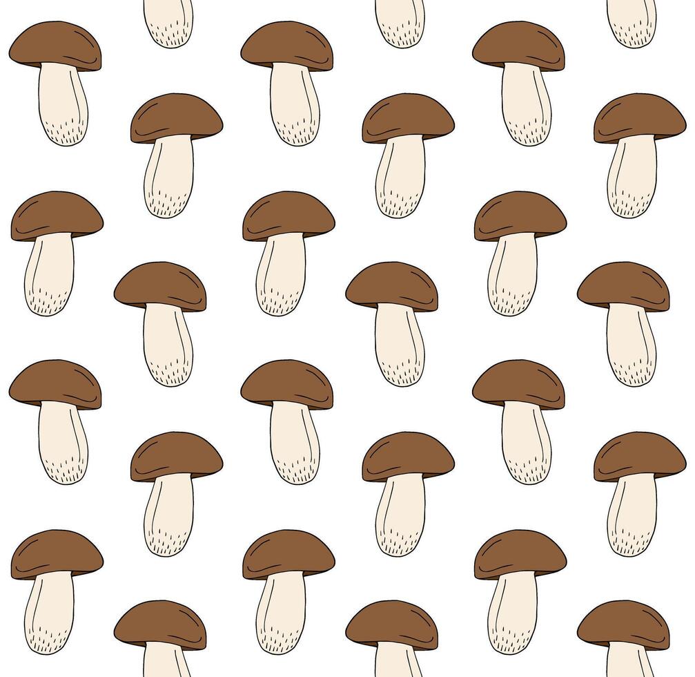 Seamless pattern of hand drawn doodle sketch King bolote cep mushroom isolated vector