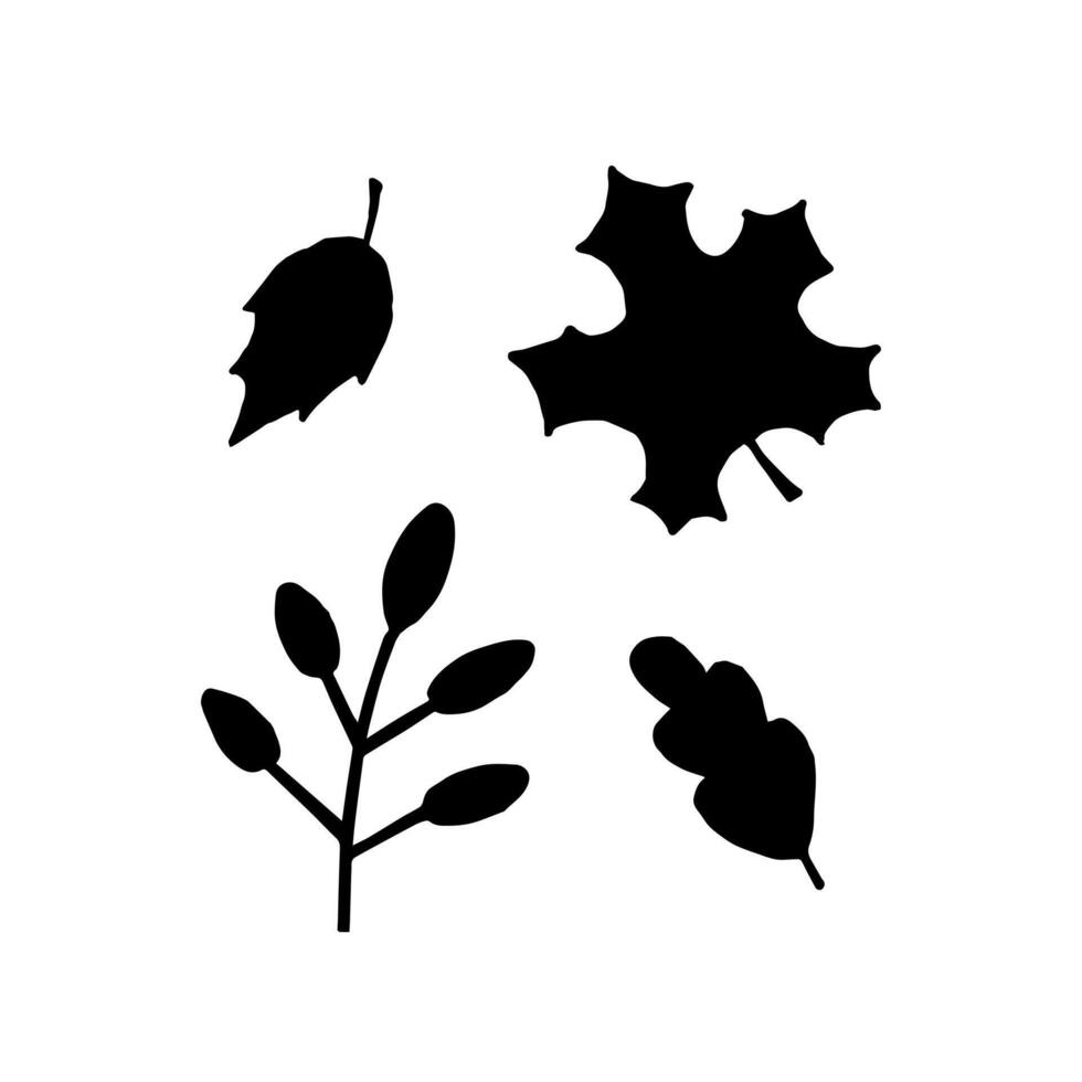 Bundle of hand drawn doodle sketch leaves isolated on white background vector