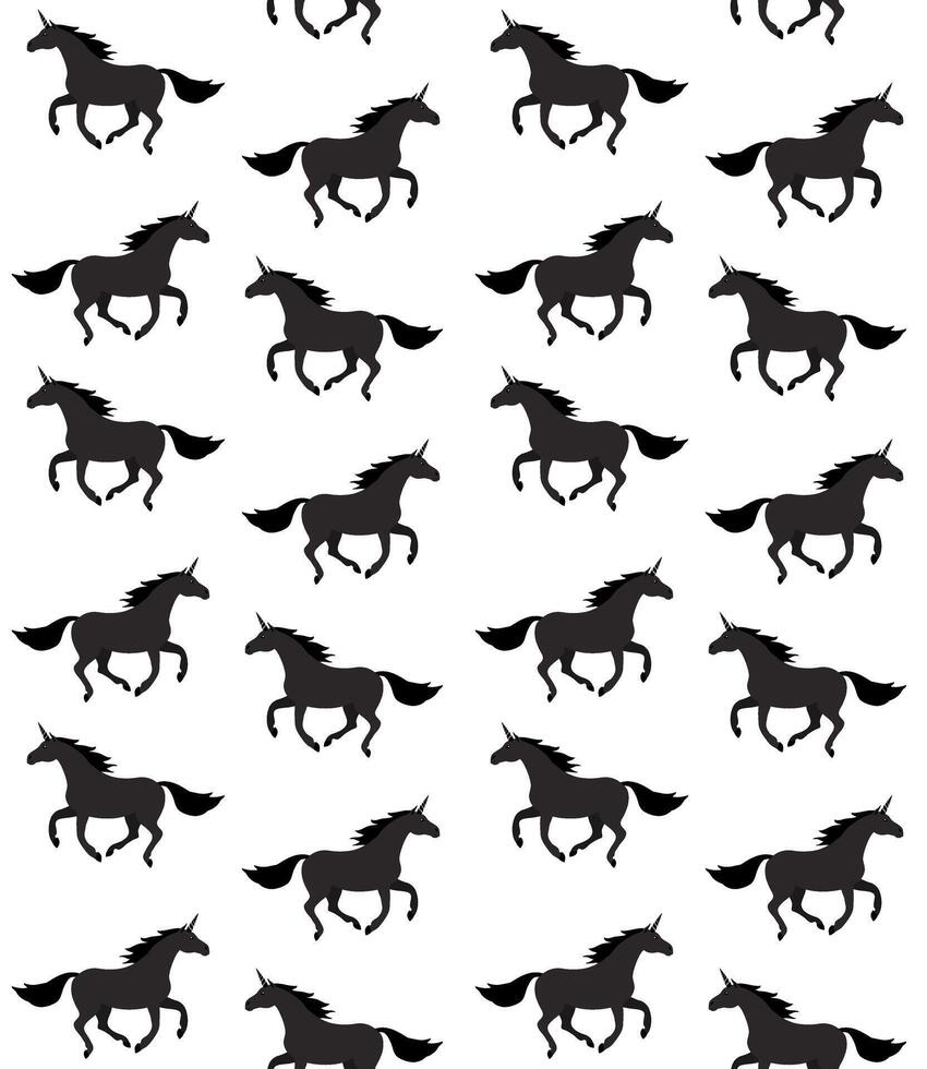 Seamless pattern of unicorn silhouette isolated on white background vector