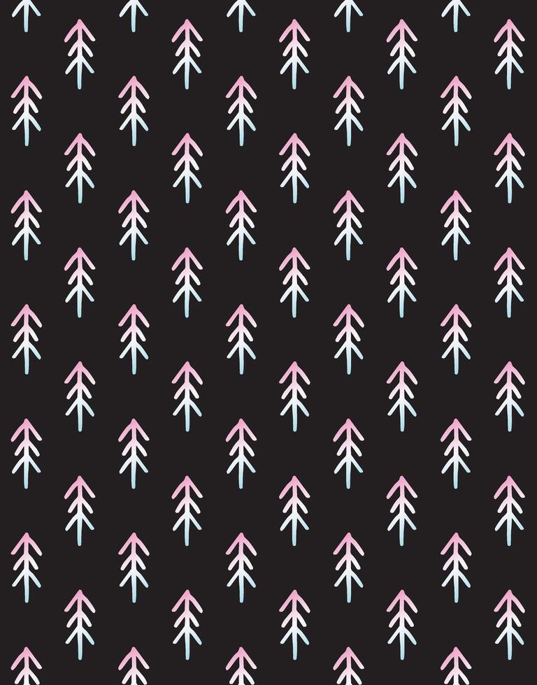 Seamless pattern of hand drawn doodle sketch g spruce tree isolated on black background vector