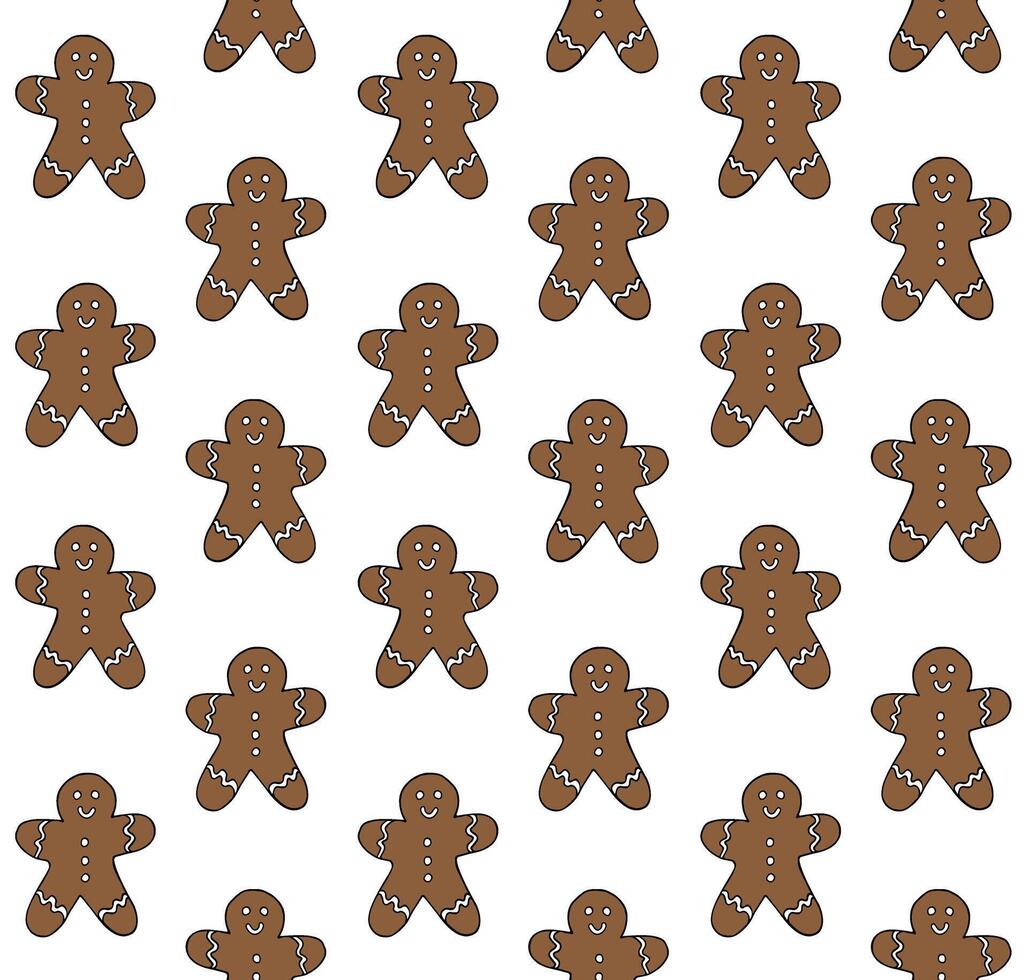 Seamless pattern of hand drawn doodle sketch ginger cookie isolated vector