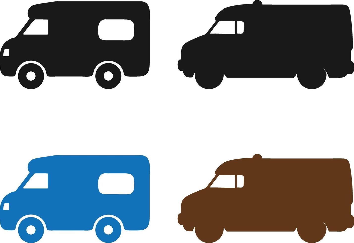 Camper Van Silhouette Bundle . Vintage Camper Van Silhouette. RV Van Silhouette. vector