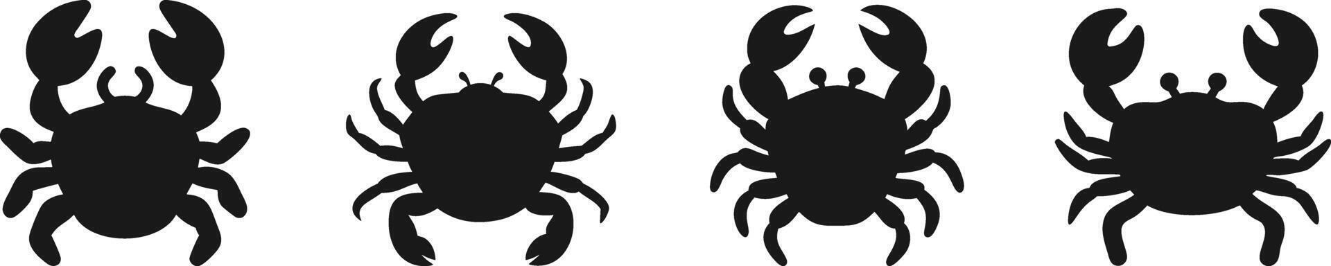 Crab Silhouette Vectors Bundle. Crab Silhouette. Beach Style Crab. Marine Crab Vectors Icons.