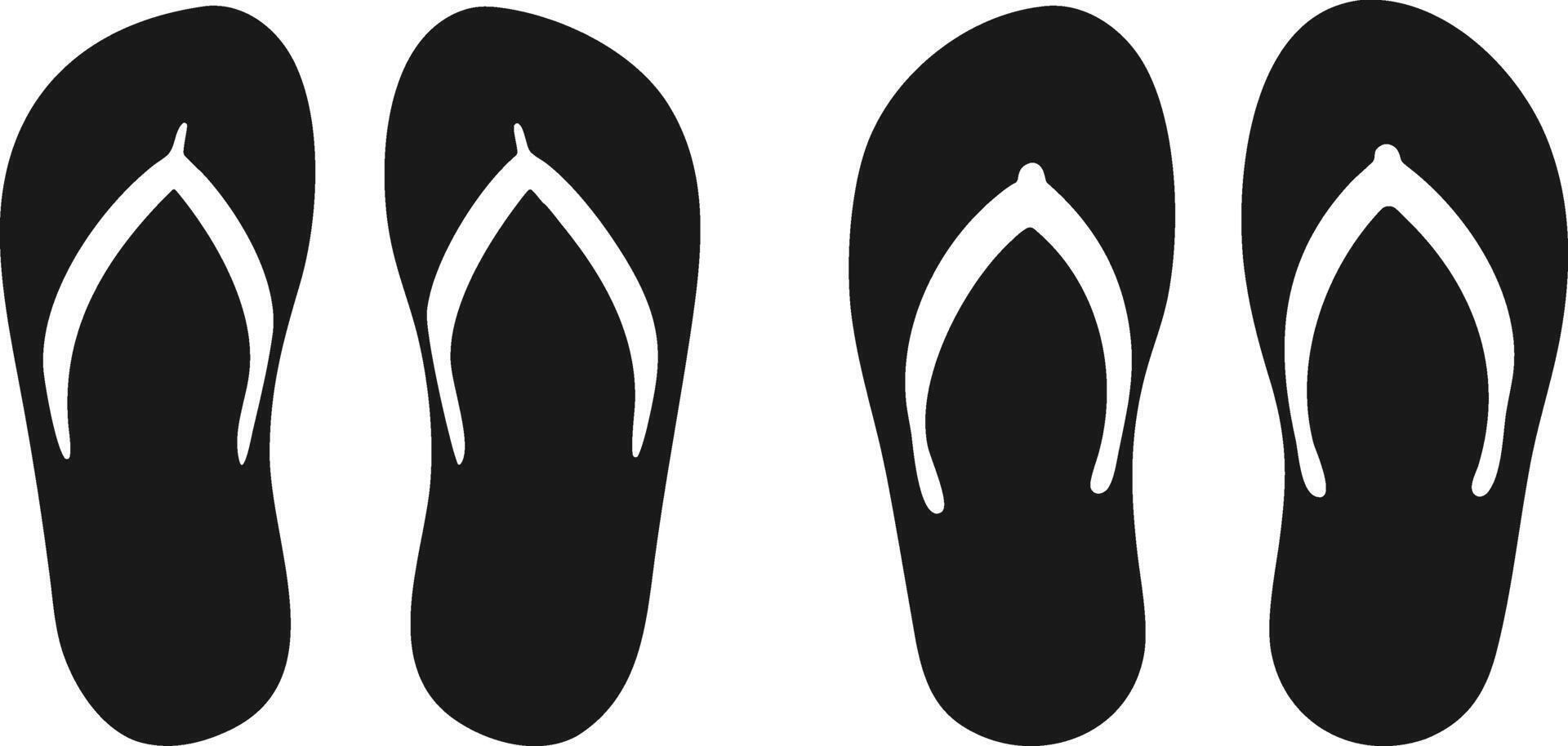 Flip-Flops Silhouette Vectors Illustration. Flip-Flop Sandals Silhouette Icon. Beach Slippers Silhouette.