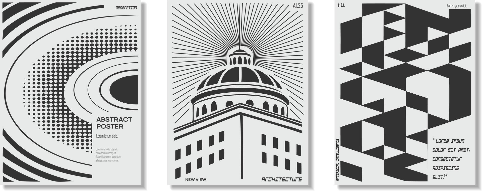 Modern abstract poster collection, minimalist posters with geometric shapes vector