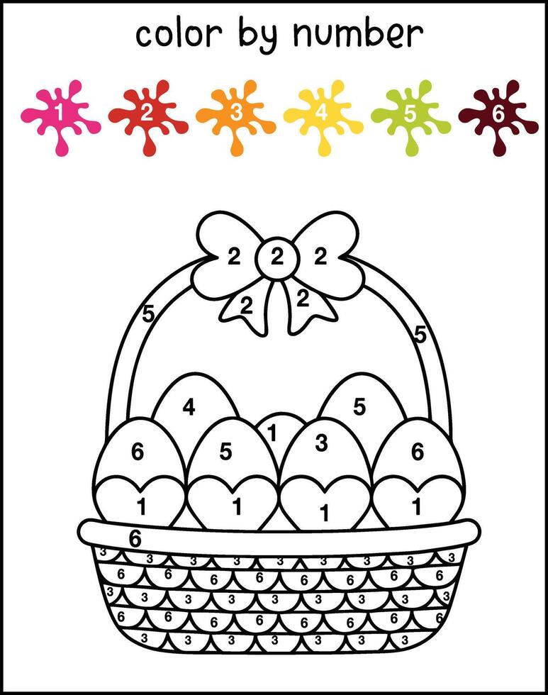 color by number basket with egg vector