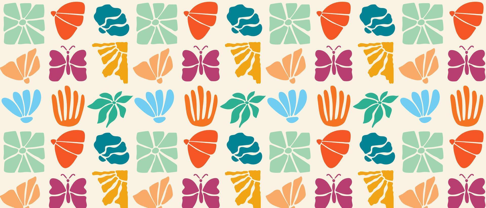 Cheerful bright vintage retro pattern in patchwork style. Seamless floral background. vector