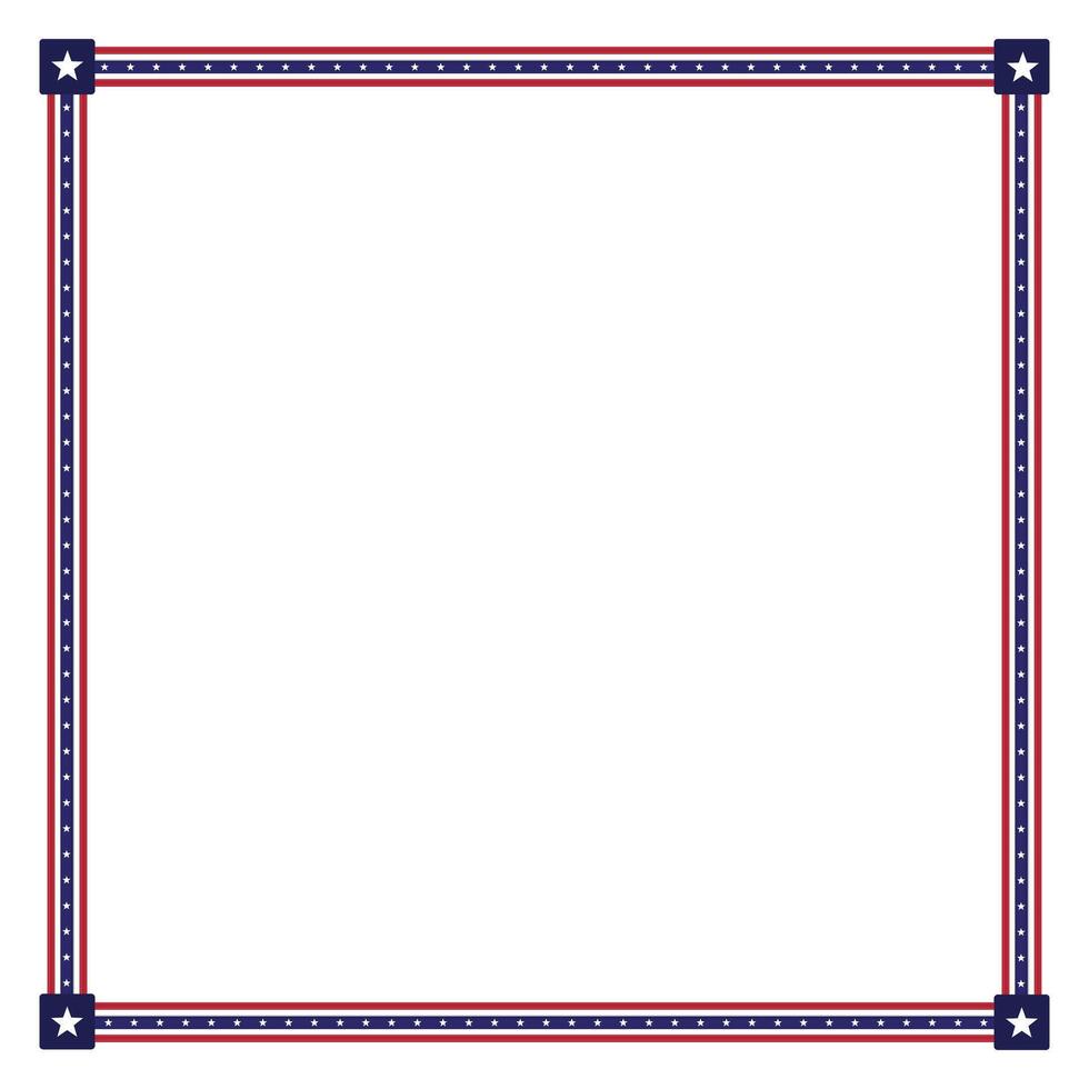 Usa flag theme style border or frame for portrait squire document, invitation, or decorative uses for 4th july and patriotic celebrations vector