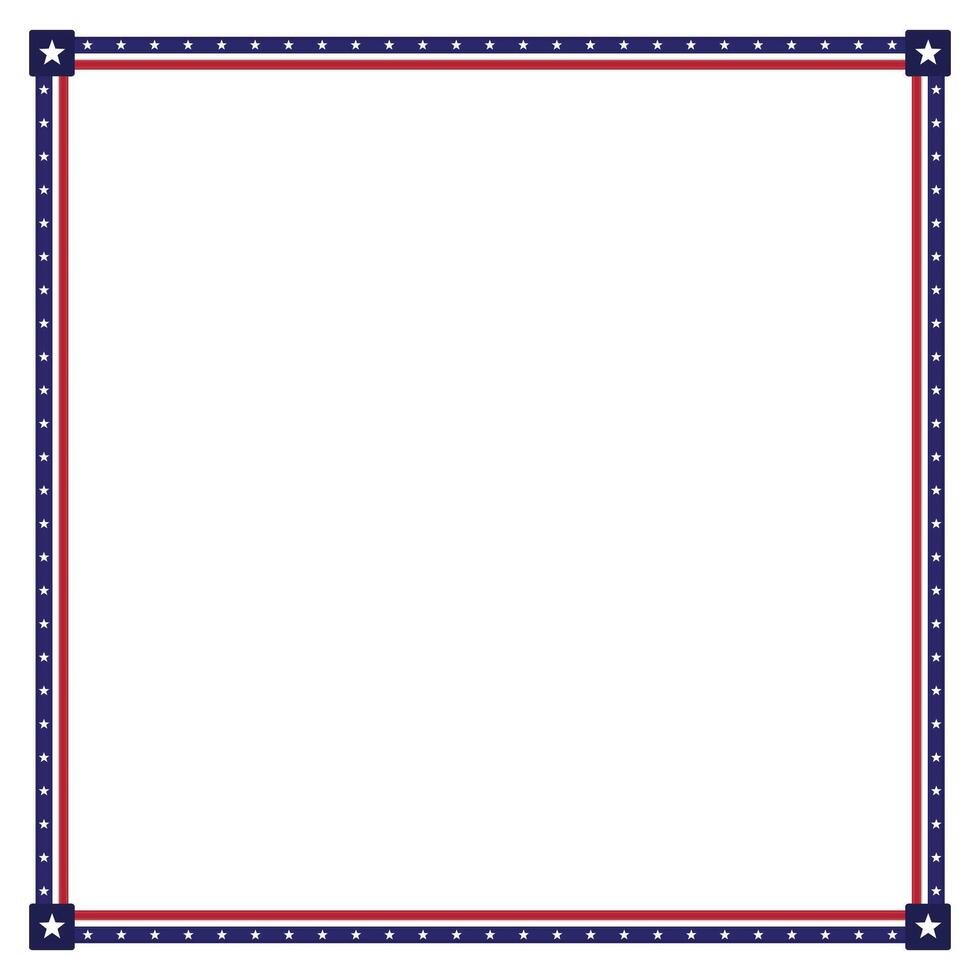 Usa flag theme style border or frame for portrait squire document, invitation, or decorative uses for 4th july vector